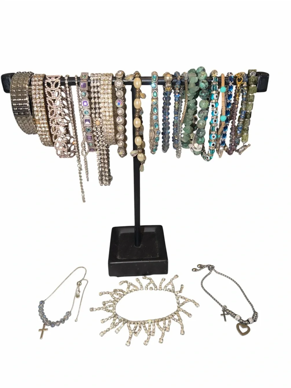 Silvertone and Turquoise Multi-Stack Women's Bracelet Set